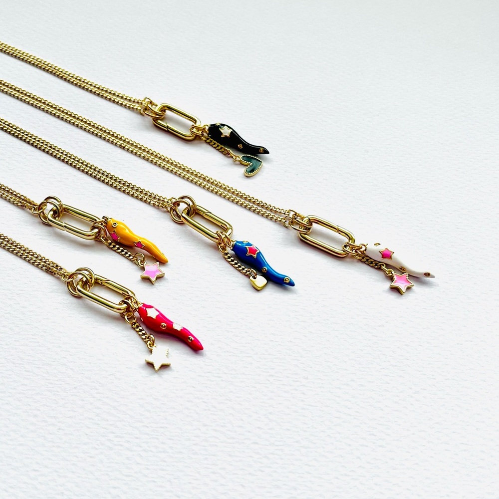 Italian Luck Horn Pepper Charm Carabiner Necklace